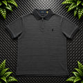 Ralph Lauren Grey Striped 1/4 Zip Polo Shirt | Men’s Custom Slim Fit M / 3698