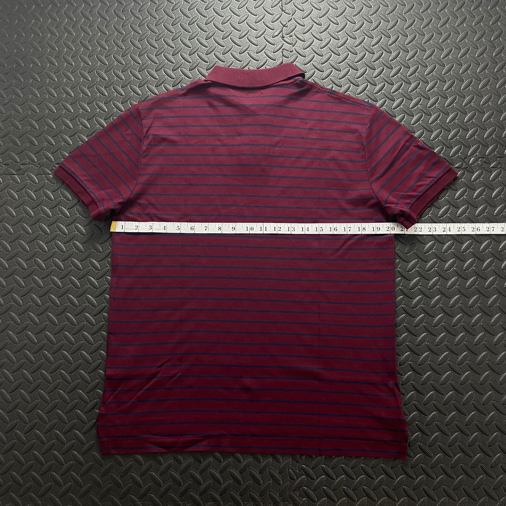 Ralph Lauren Burgundy Striped Polo Shirt | Men’s Custom Slim Fit M / 3716