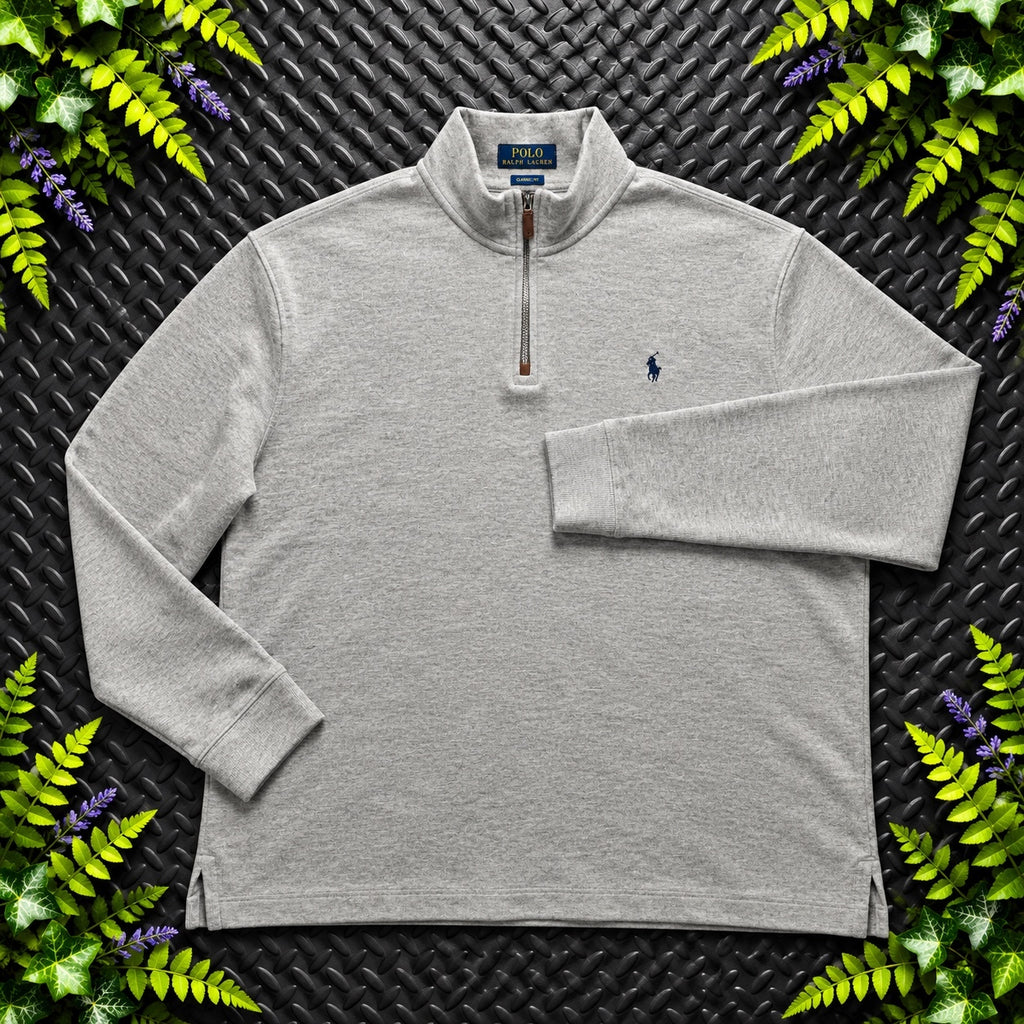 Ralph Lauren Grey 1/4 Zip Polo Shirt | Men’s Classic Fit XXL / 3791