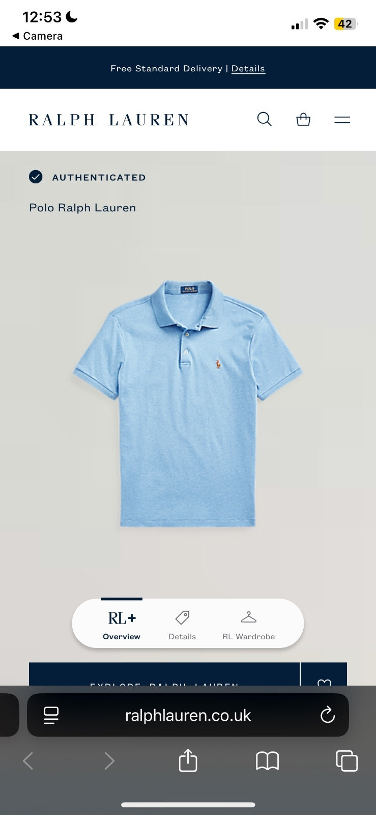 Ralph Lauren Light Blue Polo Shirt | Men’s Custom Slim Fit M / 3638