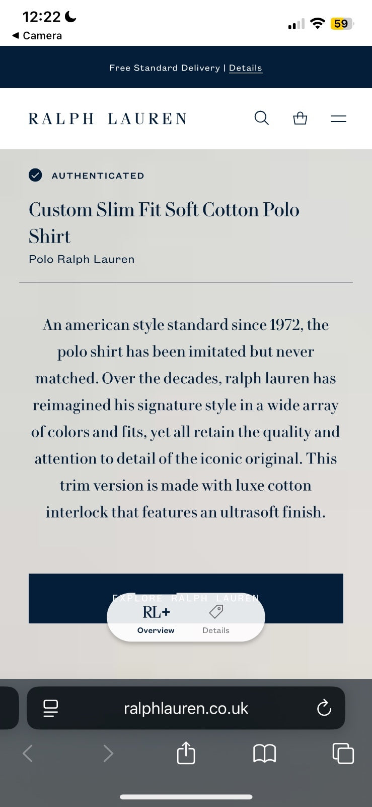 Ralph Lauren Lilac Polo Shirt | Men’s Custom Slim Fit M / 3630