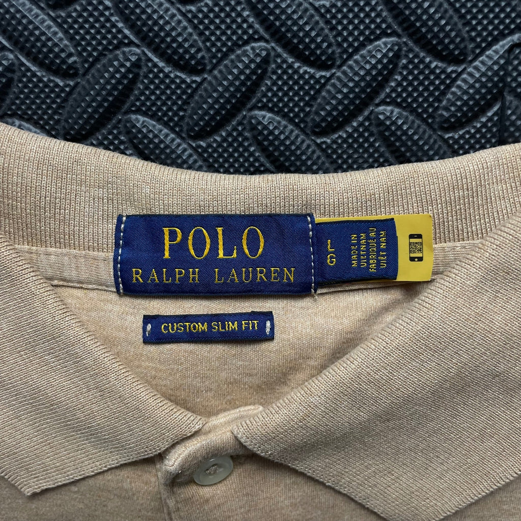 Ralph Lauren Beige Polo Shirt | Men’s Custom Slim Fit L / 3617