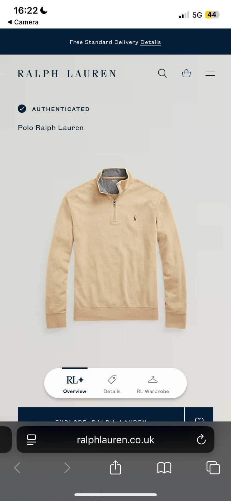 Ralph Lauren Beige 1/4 Zip Jumper | Men’s Classic Fit XS / 3725