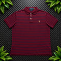 Ralph Lauren Burgundy Striped Polo Shirt | Men’s Custom Slim Fit M / 3716