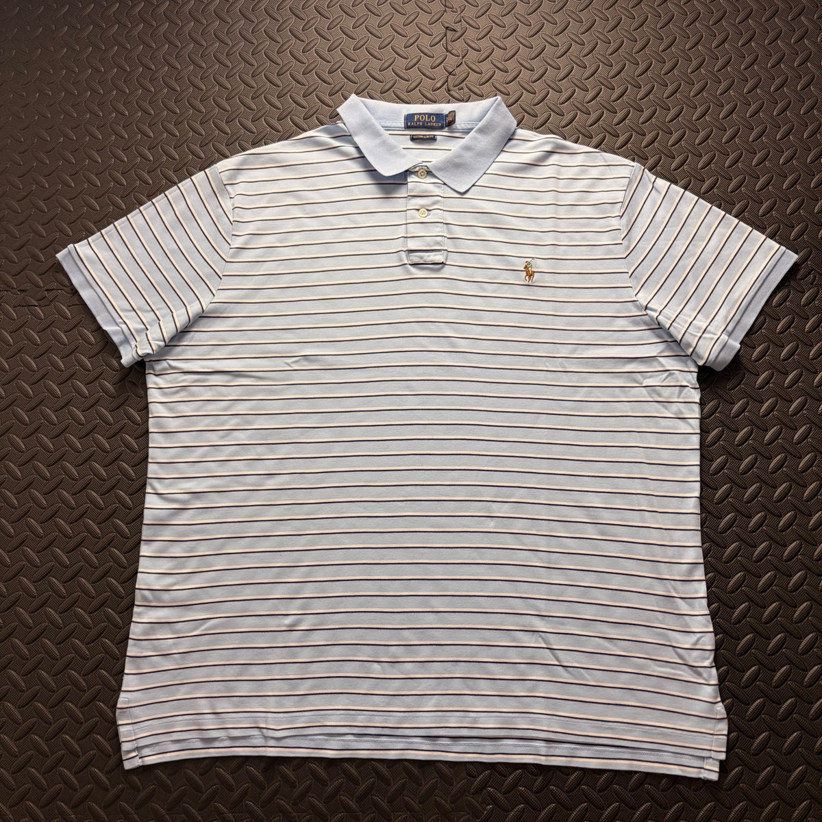 Ralph Lauren Light Blue Striped Polo Shirt | Men’s Custom Slim Fit XL / 3856