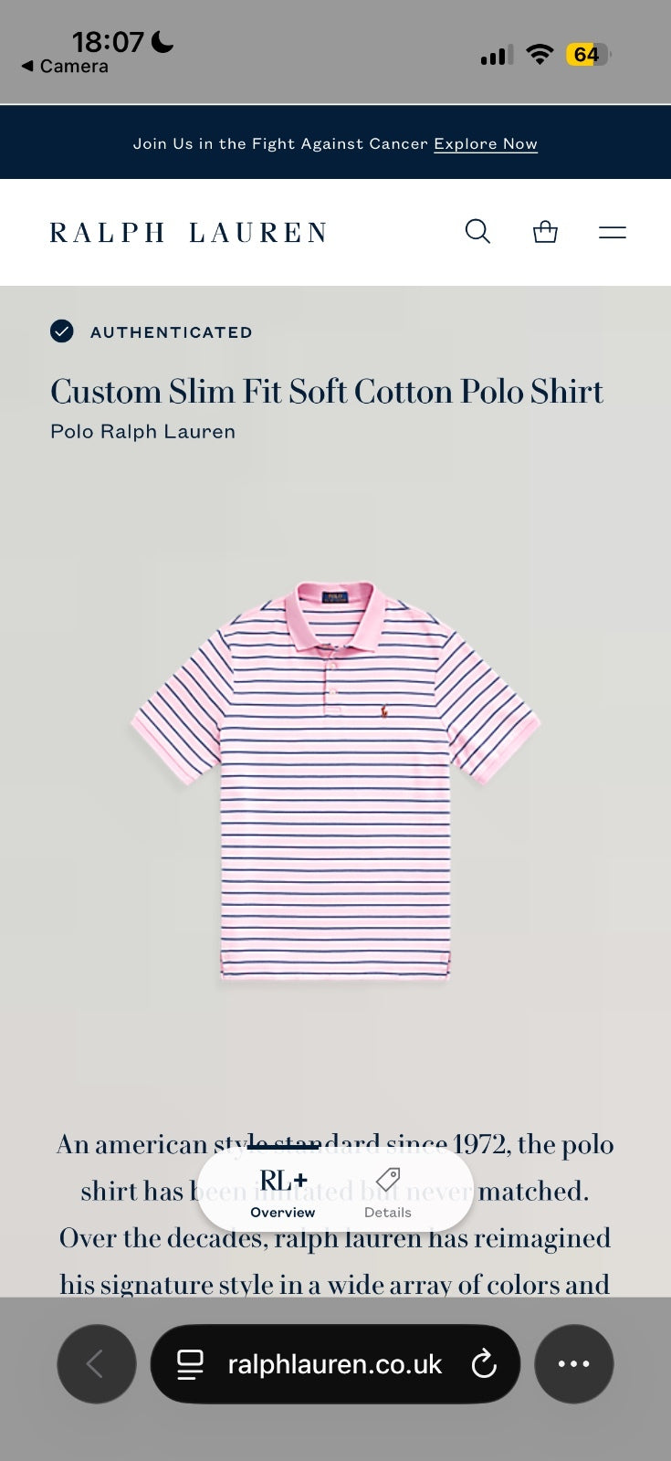 Ralph Lauren Pink Striped Polo Shirt | Men’s Custom Slim Fit XL / 3809
