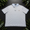 Ralph Lauren Light Blue Striped Polo Shirt | Men’s Custom Slim Fit XL / 3856