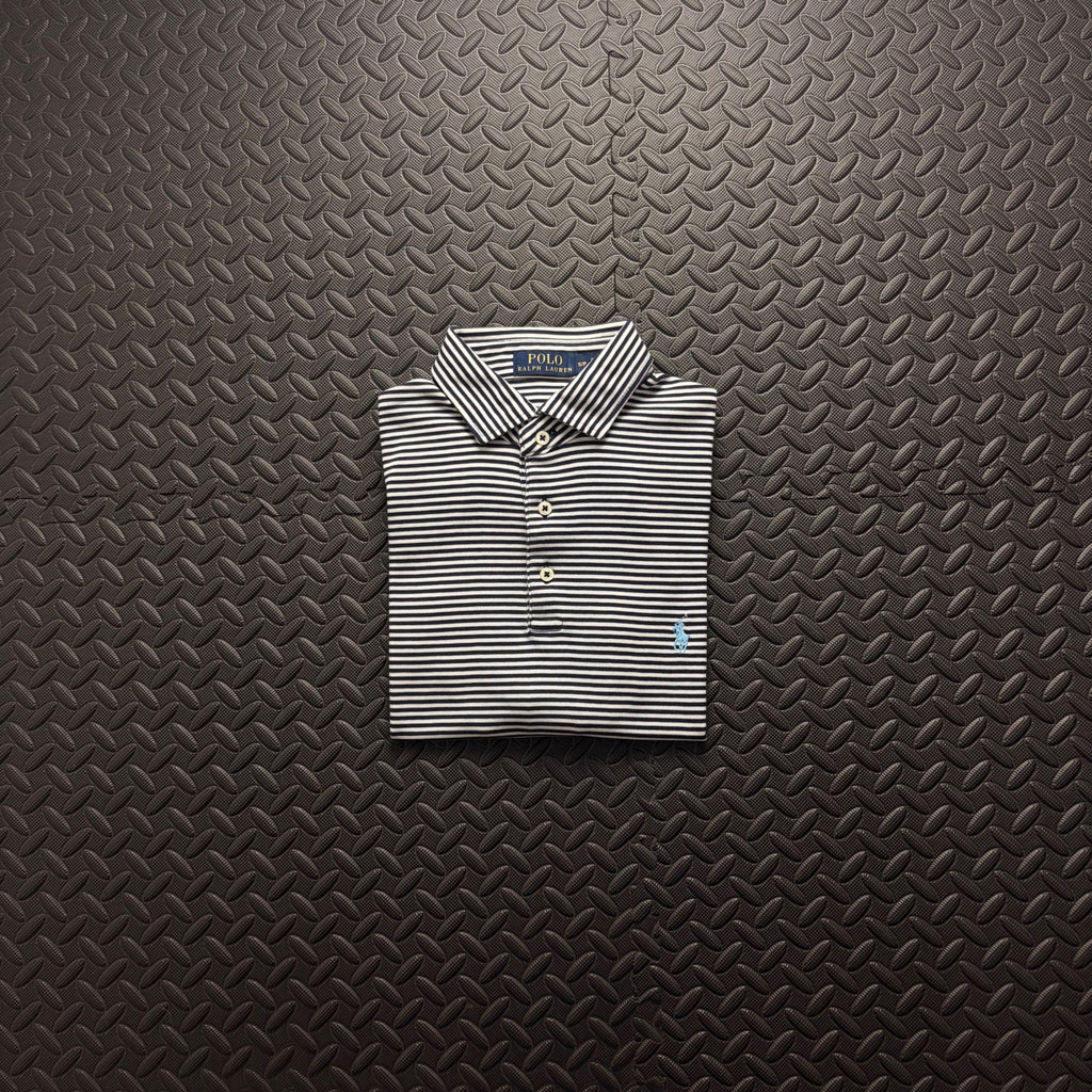 Ralph Lauren Navy Striped Polo Shirt | Men’s Classic Fit S / 3802