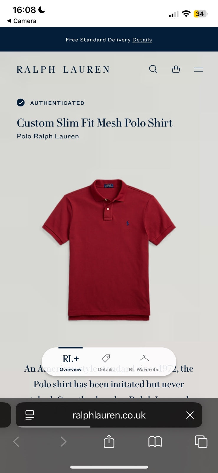 Ralph Lauren Burgundy Red Polo Shirt | Men’s Custom Slim Fit XXL / 3747