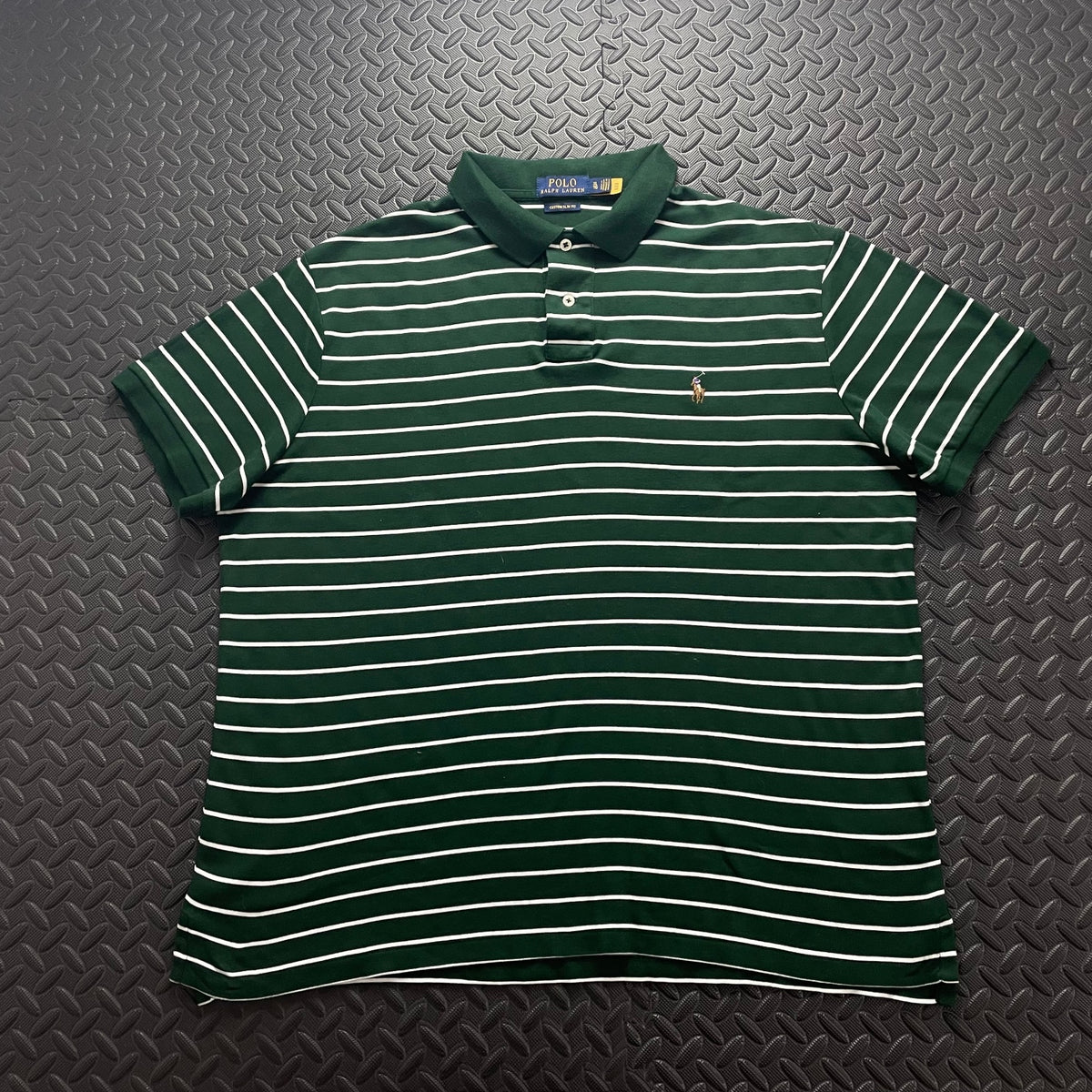Ralph Lauren Green Striped Polo Shirt | Men’s Custom Slim Fit XL / 3704